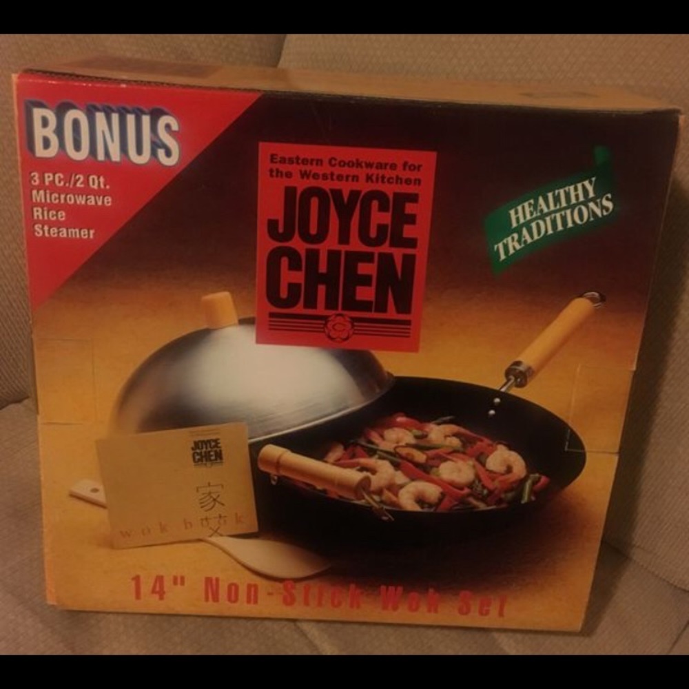 NWT Joyce Chen Carbon Steel Wok 4 Piece Set/Bonus